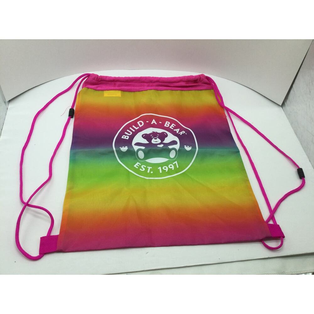 Build A Bear Workshop Rainbow Drawstring Bear Bag Carrier Rucksack